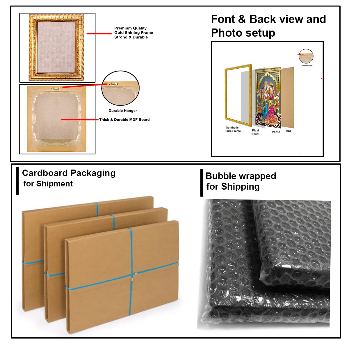 Hawai Lord Ganesh Designer Wall Hanging Engineered Wood Photo Frame for Worship Use 8.5x7inch SFDI277GLDFRM
